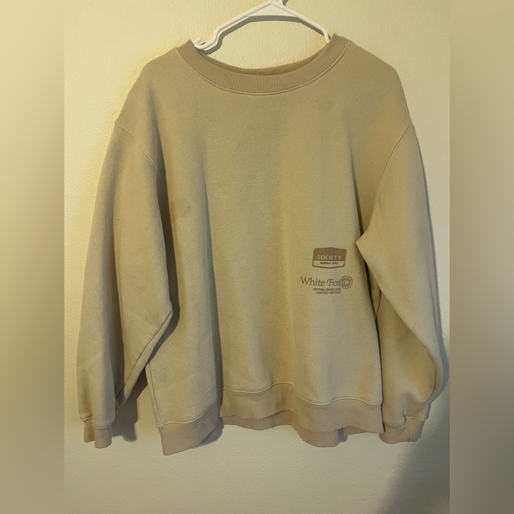 Tan White Fox Crewneck Sweatshirt